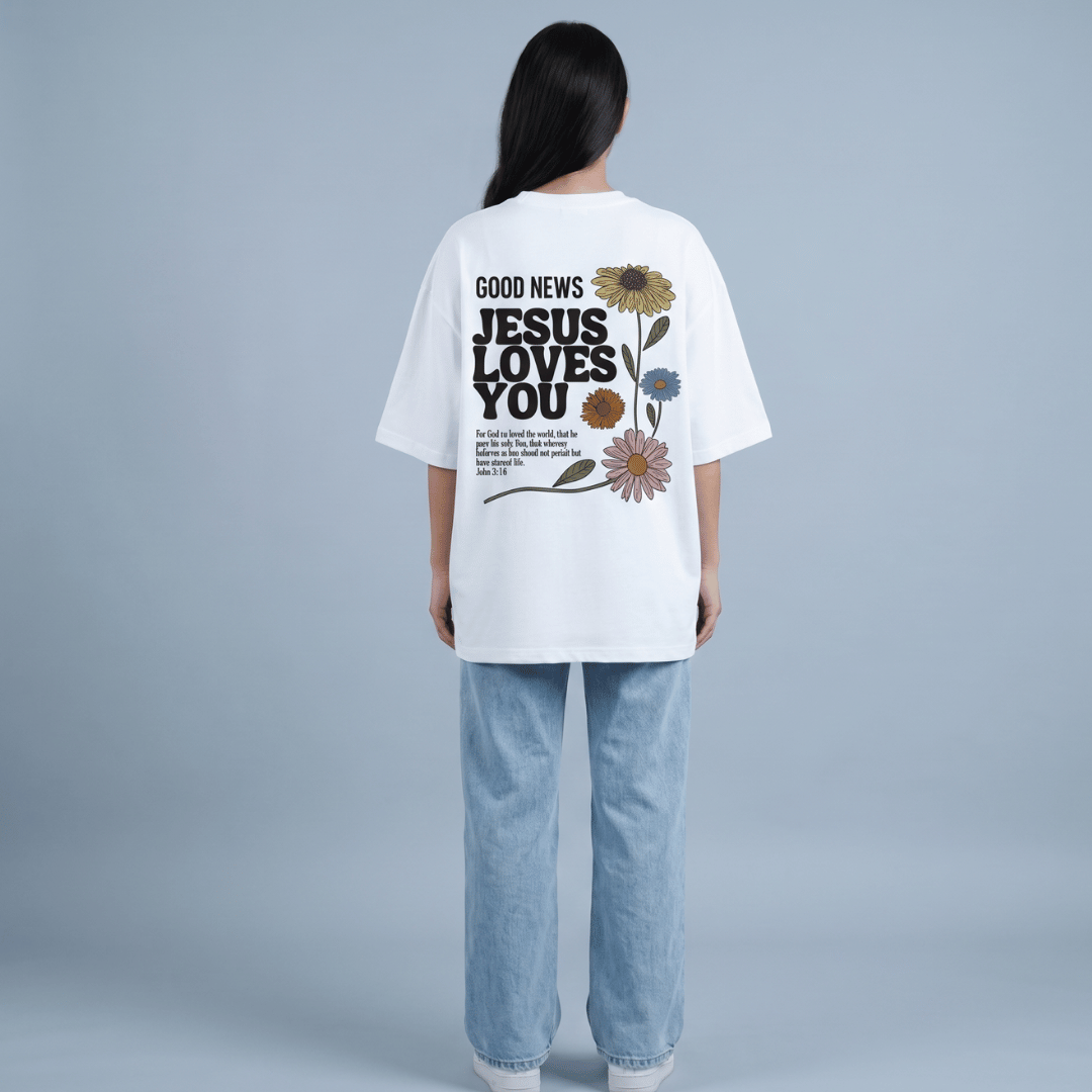 Tshirt oversized GOOD NEWS LOVES YOU / MUJER