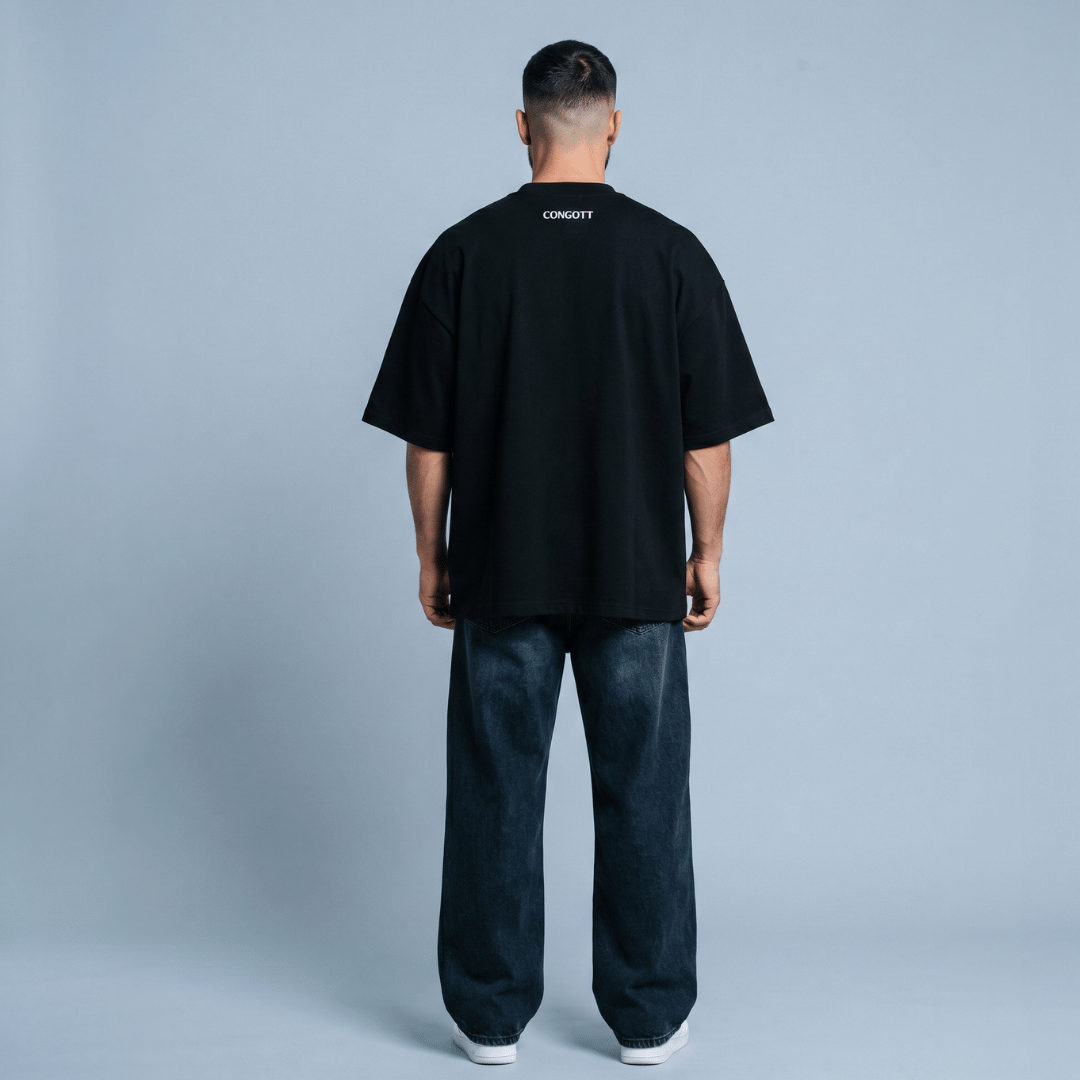 Tshirt oversized- NEGRA CRUZ JESUS / HOMBRE