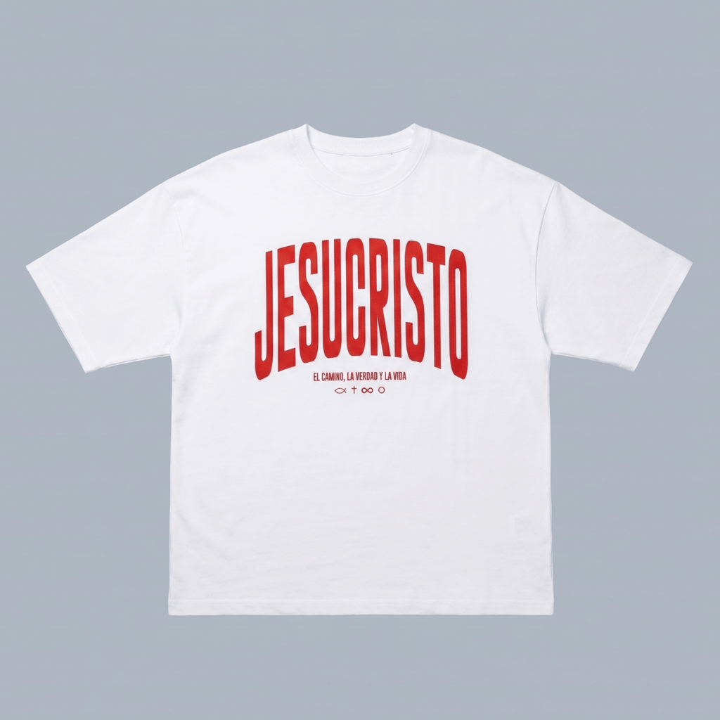 Tshirt oversized-ROJO JESUCRISTO EL CAMINO LA VERDAD Y LA VIDA / HOMBRE