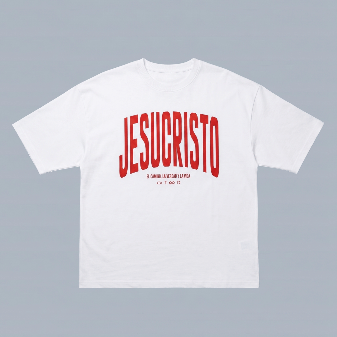 Tshirt oversized-ROJO JESUCRISTO EL CAMINO LA VERDAD Y LA VIDA / HOMBRE