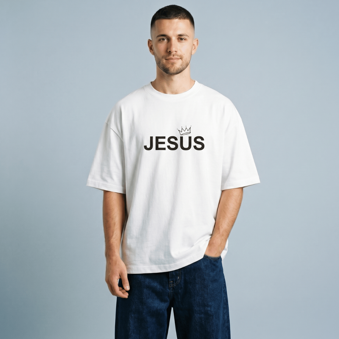 Tshirt oversized-BLANCO JESUS CORONA / HOMBRE