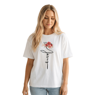 CAMISETA FLORES JESUS / MUJER