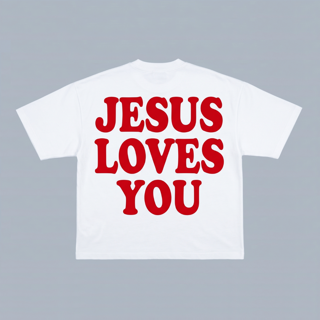 Tshirt oversized  JESUS LOVE YOU RED